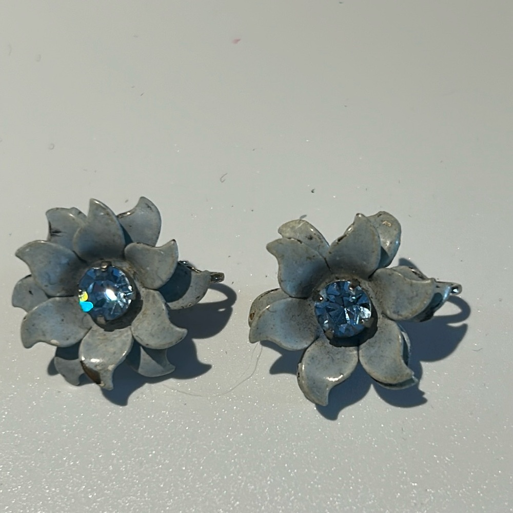 #33 Vintage, Gray And Stone Coral Earrings